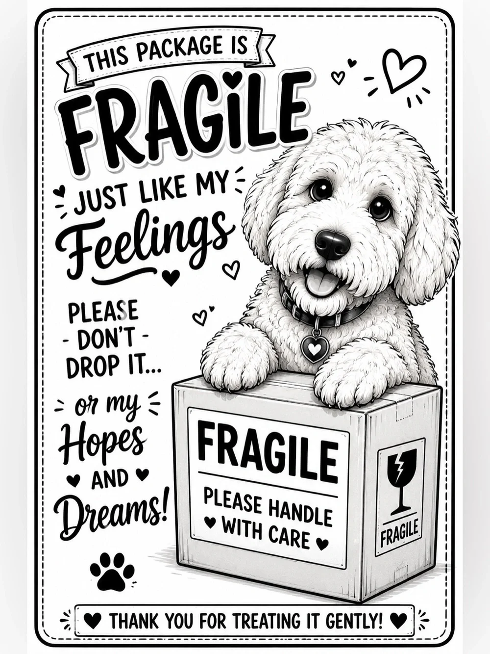 Fragile Puppy 4x6 50ct